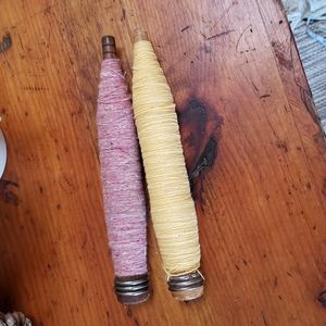 Antique wooden spools (2)